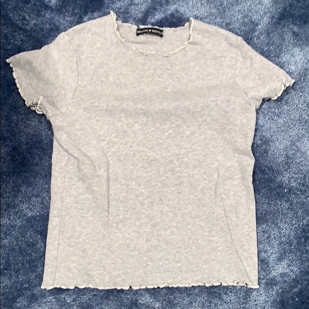 Grey ruffle sleeve Brandy Melville t-shirt